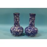 A pair of blue and white Losol ware vases, 18cm height