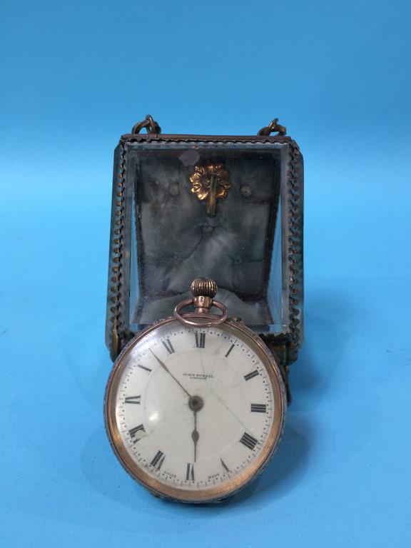 A 9ct gold pocket watch, signed 'John Russel London', in display case