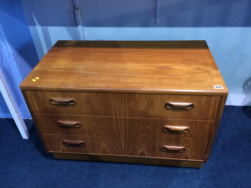 A teak G Plan chest of three drawers