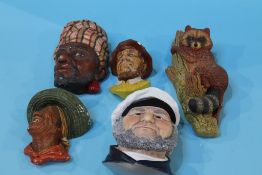 Four Bosson's figure heads and a Bosson racoon (5)