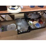 Five trays of glass and china etc.