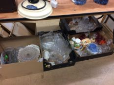 Five trays of glass and china etc.