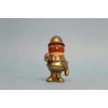 A John Hassall brass and ceramic policeman car mascot, circa 1910, signed on the waist, 11cm tall