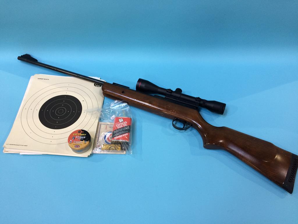 An air rifle and accessories