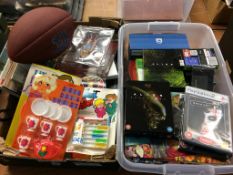Two boxes of assorted toys and games