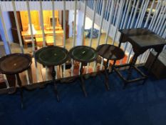 Four occasional tables and an oak barley twist table