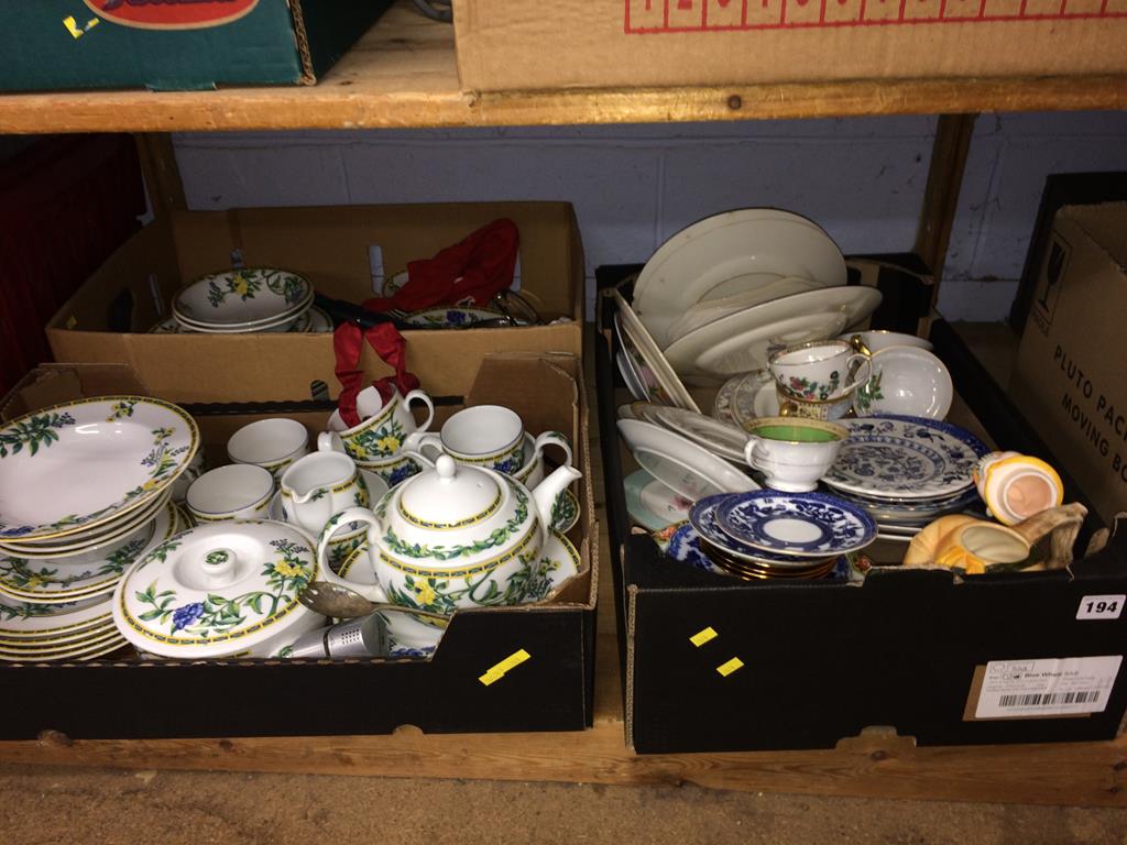 Three boxes of assorted china to include Royal Worcester and Royal Doulton