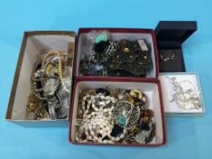 A quantity of costume jewellery, a Seiko Automatic watch etc.