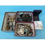 A quantity of costume jewellery, a Seiko Automatic watch etc.