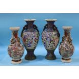 Two pairs of Japanese Satsuma vases