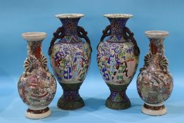 Two pairs of Japanese Satsuma vases