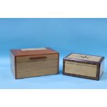 Two modern wood jewellery caskets, 30cm and 25cm wide