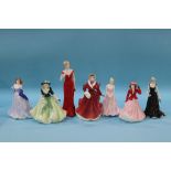 Six Royal Worcester figures and a Royal Doulton figure (7)