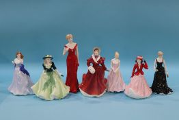 Six Royal Worcester figures and a Royal Doulton figure (7)