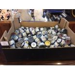 A box of model enamel paints, (used and unused)