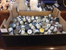 A box of model enamel paints, (used and unused)