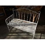 A metalwork garden bench, 115cm wide