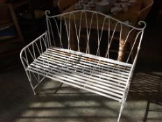 A metalwork garden bench, 115cm wide