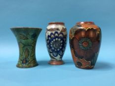 Three Chameleon ware vases