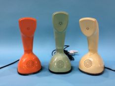 Three L. M. Ericsson of Sweden 'Cobra' phones, circa 1960