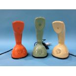 Three L. M. Ericsson of Sweden 'Cobra' phones, circa 1960