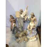 Lladro figure of Moses, five Nao figures and one other