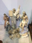 Lladro figure of Moses, five Nao figures and one other