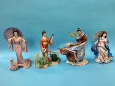 Three Franklin Mint Oriental figures and one Danbury Mint (4)