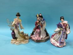 A Franklin Mint figure 'Michiko' and 'Sisters of Spring' and a Danbury Mint figure, 'Iris