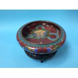 A Cloisonne circular shallow bowl and stand, 26cm diameter
