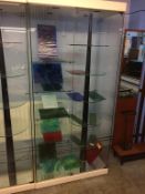 Eighteen pieces of individual coloured glass panels, some made by Hartley Wood and Company,