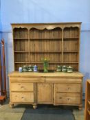 A Victorian pine dresser, 187cm width x 54cm depth x 218cm height