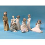 Five Lladro figures, one Nao and one Royal Worcester (7)