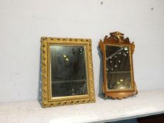 Gilt framed mirror and a walnut framed mirror