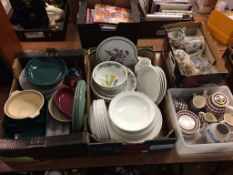 Four boxes of assorted china, to include Portmeirion