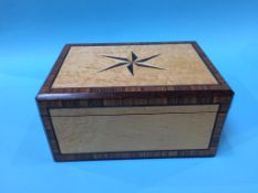 A burr maple and crossbanded work box, 25cm wide