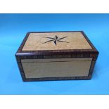 A burr maple and crossbanded work box, 25cm wide