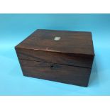 A 19th century rosewood work box, 30cm width