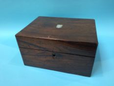 A 19th century rosewood work box, 30cm width