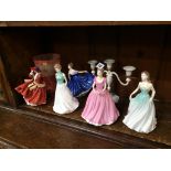 Five Royal Doulton figures etc.