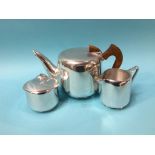 A three piece Picquot ware tea set