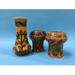 Three Chameleon ware vases