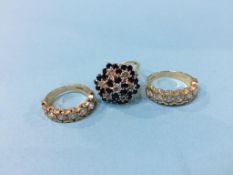Three gold dress rings, stamped ‘375’, total weight 9.9g