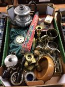 A tray of assorted, silver plate etc.