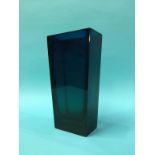 A Severin Brorby Hadeland Sommerso glass of rectangular tapering form, cased in green and blue,