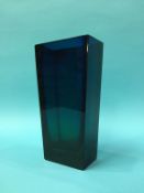 A Severin Brorby Hadeland Sommerso glass of rectangular tapering form, cased in green and blue,