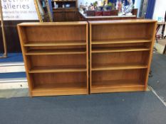 A pair of teak open bookcases, 92cm width