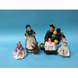 Royal Doulton; 'The Old Balloon Seller', 'Old Mother Hubbard' and two others (4)