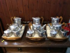 Three Picquot ware tea services