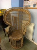 A cane 'peacock' chair